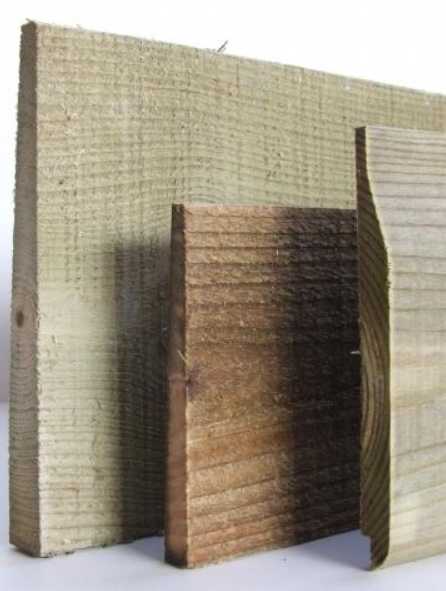 Samples of shiplap and feather edge cladding